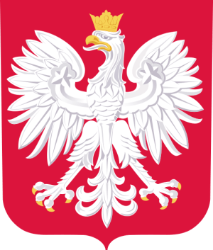 Godło Polski - Biały orzeł w złotej koronie, patrzący w lewą stronę