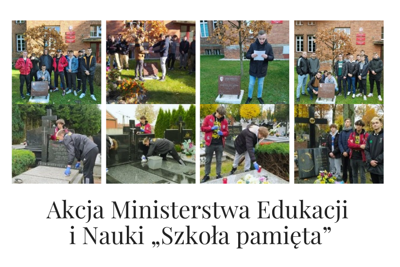 Uczniowie ZSM-E w Ełku podczas działań realizowanych w ramach akcji "Szkoła Pamięta"
