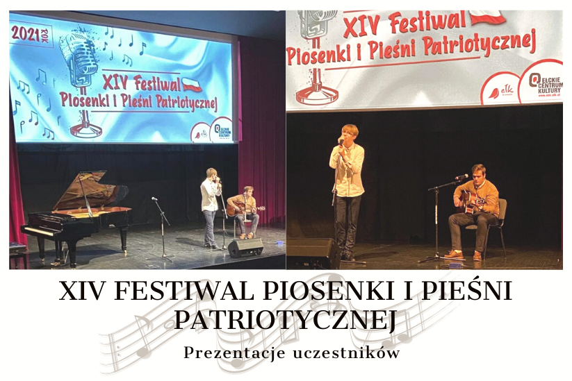Rafał Wołyniec i Piotr Karpuk podczas prezentacji uczestników XIV Festiwalu Piosenki i Pieśni Patriotycznej