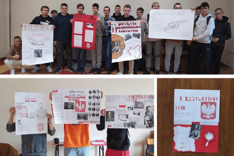 Uczniowie ZSM-E w Ełku wzięli udział konkursie na plakat związany z Narodowym Świętem Niepodległości.